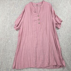 Womens Minimalist Blouse 5XL Pastel Pink 100% Rayon Button Detail Lightweight